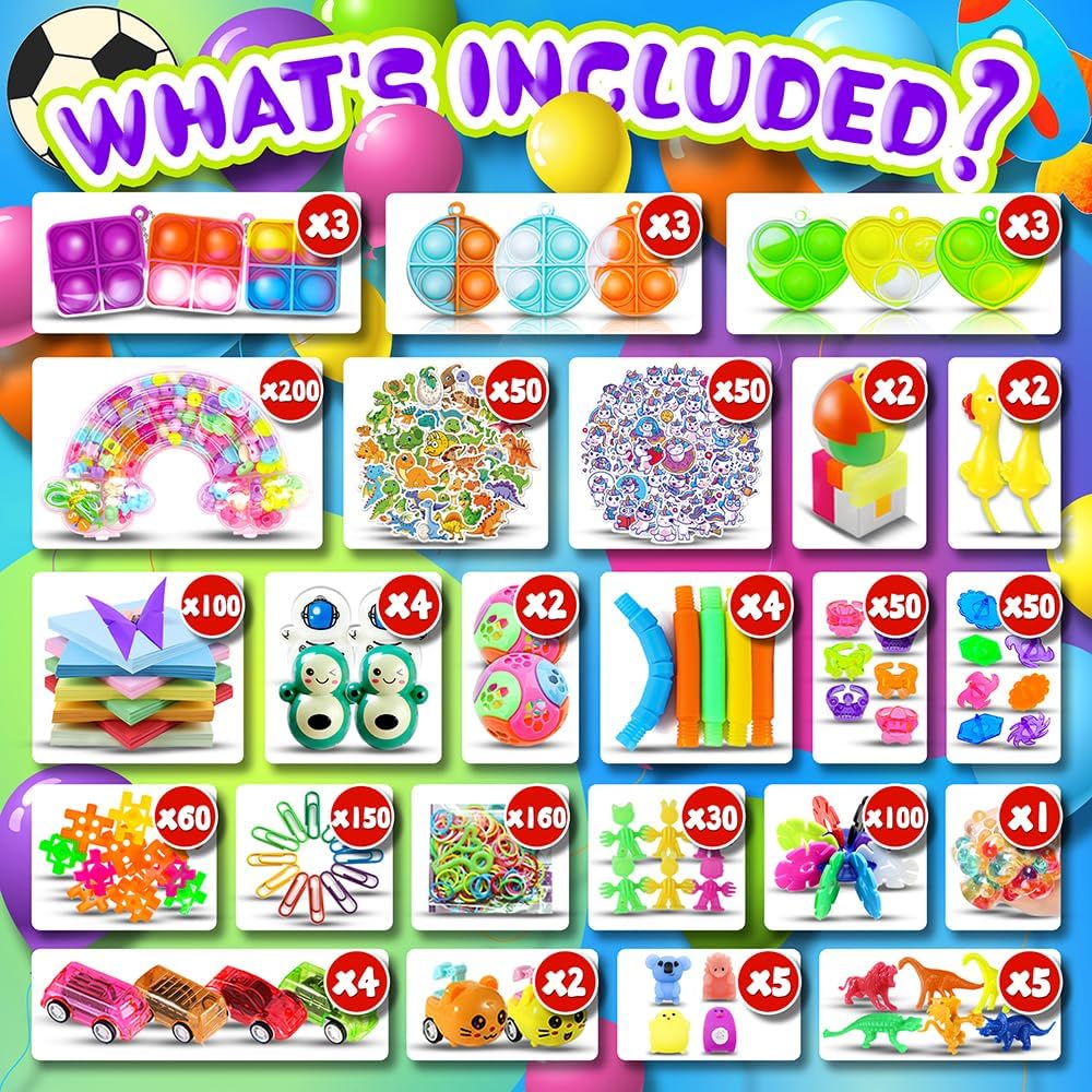 1000pcs Party Favors Goodie Bags for Kids, Fidget Toys Pack, Stocking Pinata Stuffers, Birthday