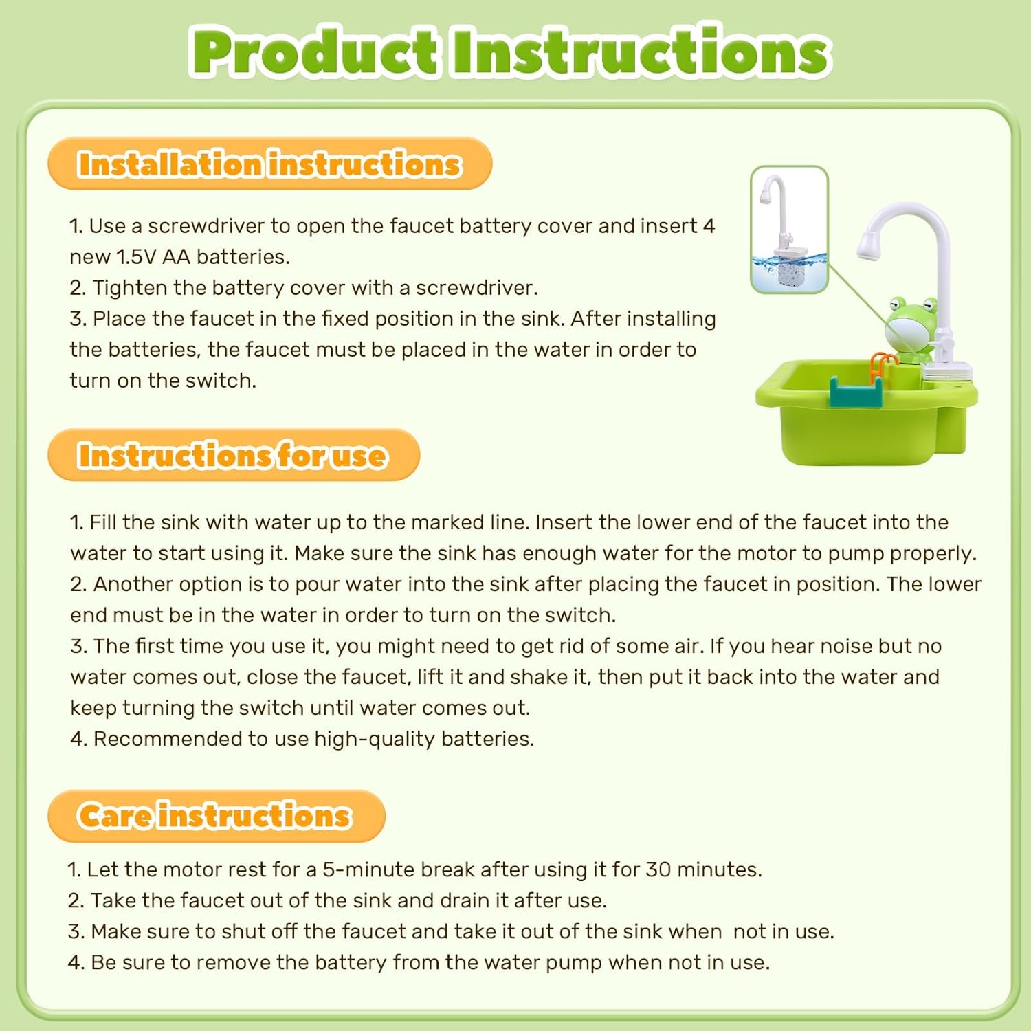 Play Sink with Running Water, Kitchen Sink Toys