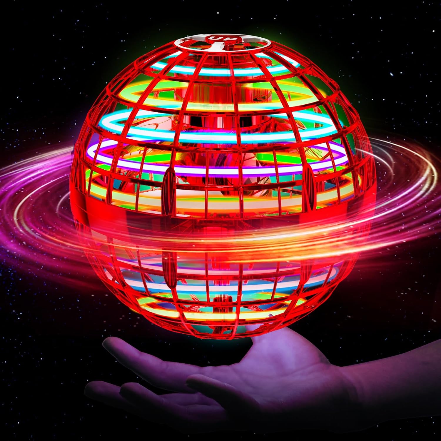 KINDLEKIND Flying Orb Ball (Red, 2026 Upgraded) with Dazzling Lights