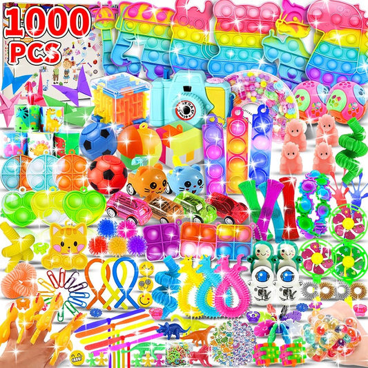 1000pcs Party Favors Goodie Bags for Kids, Fidget Toys Pack, Stocking Pinata Stuffers, Birthday