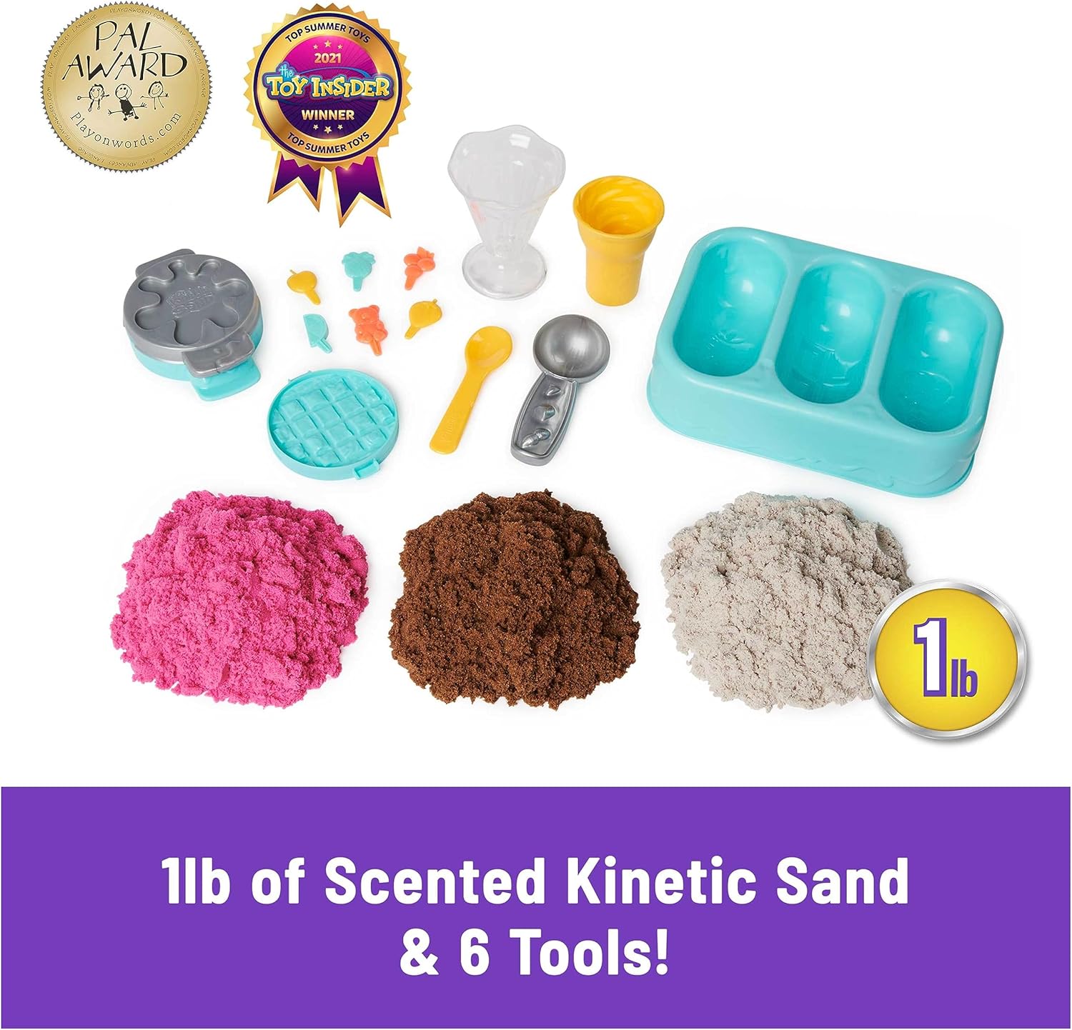 Kinetic Sand Scents, Ice Cream Treats Playset, Easter Basket Stuffers, Includes 3 Scented