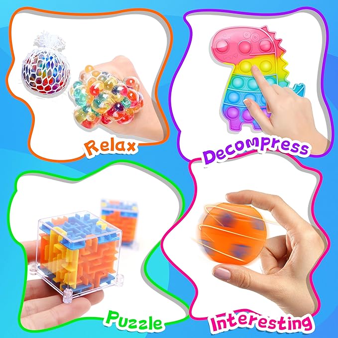 1000pcs Party Favors Goodie Bags for Kids, Fidget Toys Pack, Stocking Pinata Stuffers, Birthday
