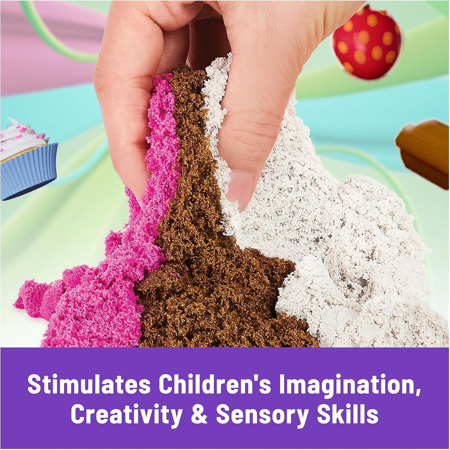 Kinetic Sand Scents, Ice Cream Treats Playset, Easter Basket Stuffers, Includes 3 Scented