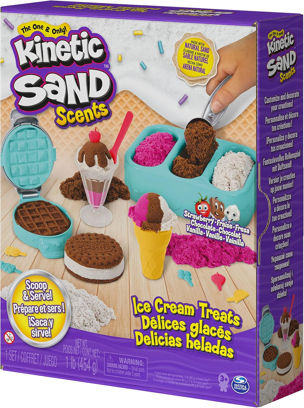 Kinetic Sand Scents, Ice Cream Treats Playset, Easter Basket Stuffers, Includes 3 Scented