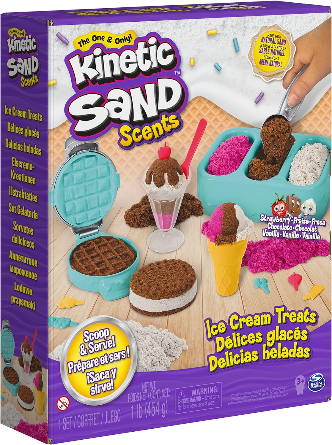 Kinetic Sand Scents, Ice Cream Treats Playset, Easter Basket Stuffers, Includes 3 Scented